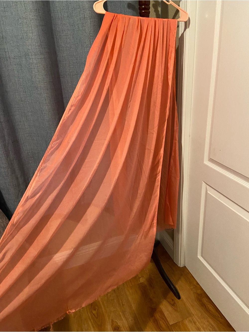 Indian Women's Salmon Sheer Long Scarf Dupatta Shawl Veil Wrap Raw Hem Stole